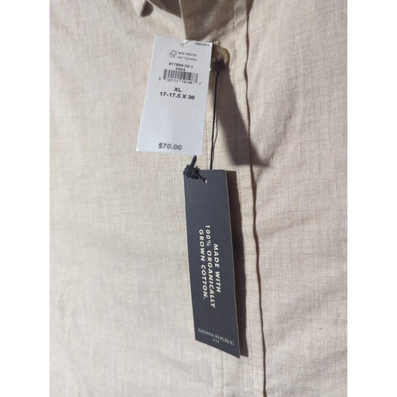 Banana Republic Men's XL Beige Cream Button Down Shirt Slim Untucked Fit NWT - Picture 5 of 7